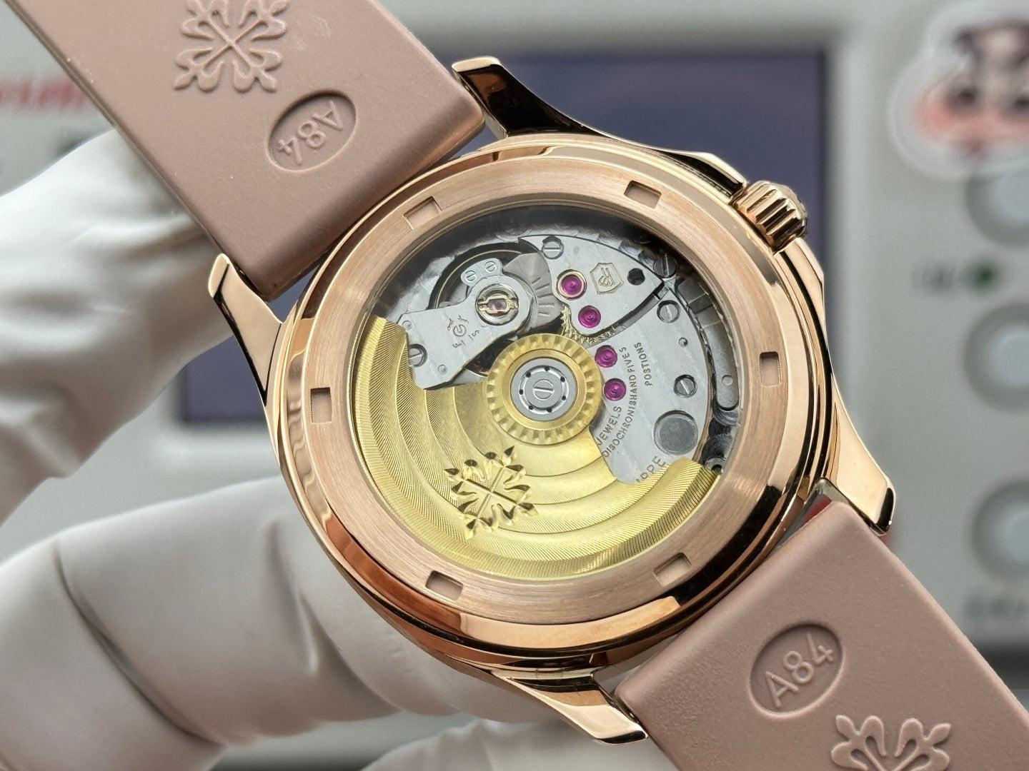 Patek Philippe Aquanaut 36mm Pink Gold Case Diamond Dial Nude Rubber Strap