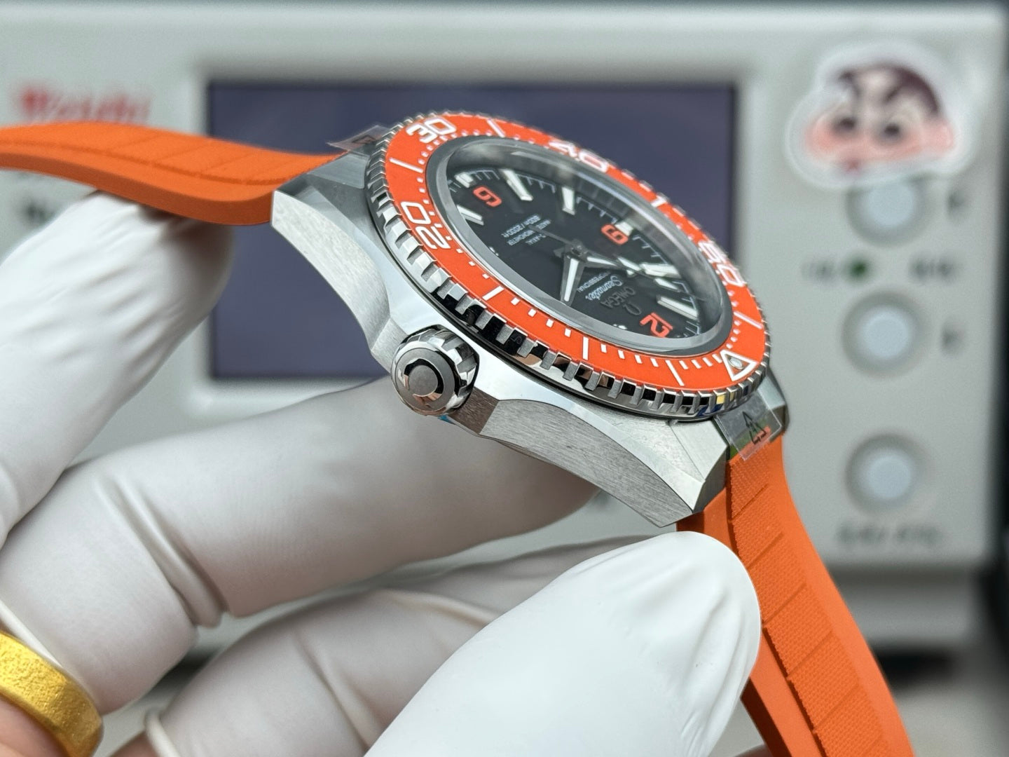 Omega Seamaster Planet Ocean 600M 42mm Steel Black Dial Orange Rubber Strap