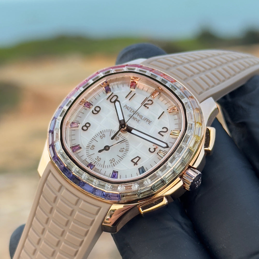 Patek Philippe Aquanaut Luce “Rainbow” Chronograph 40mm Beige Rubber Strap