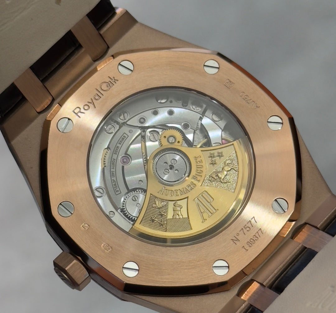 Audemars Piguet Royal Oak Selfwinding 41mm 15400OR Black Dial Leather Strap