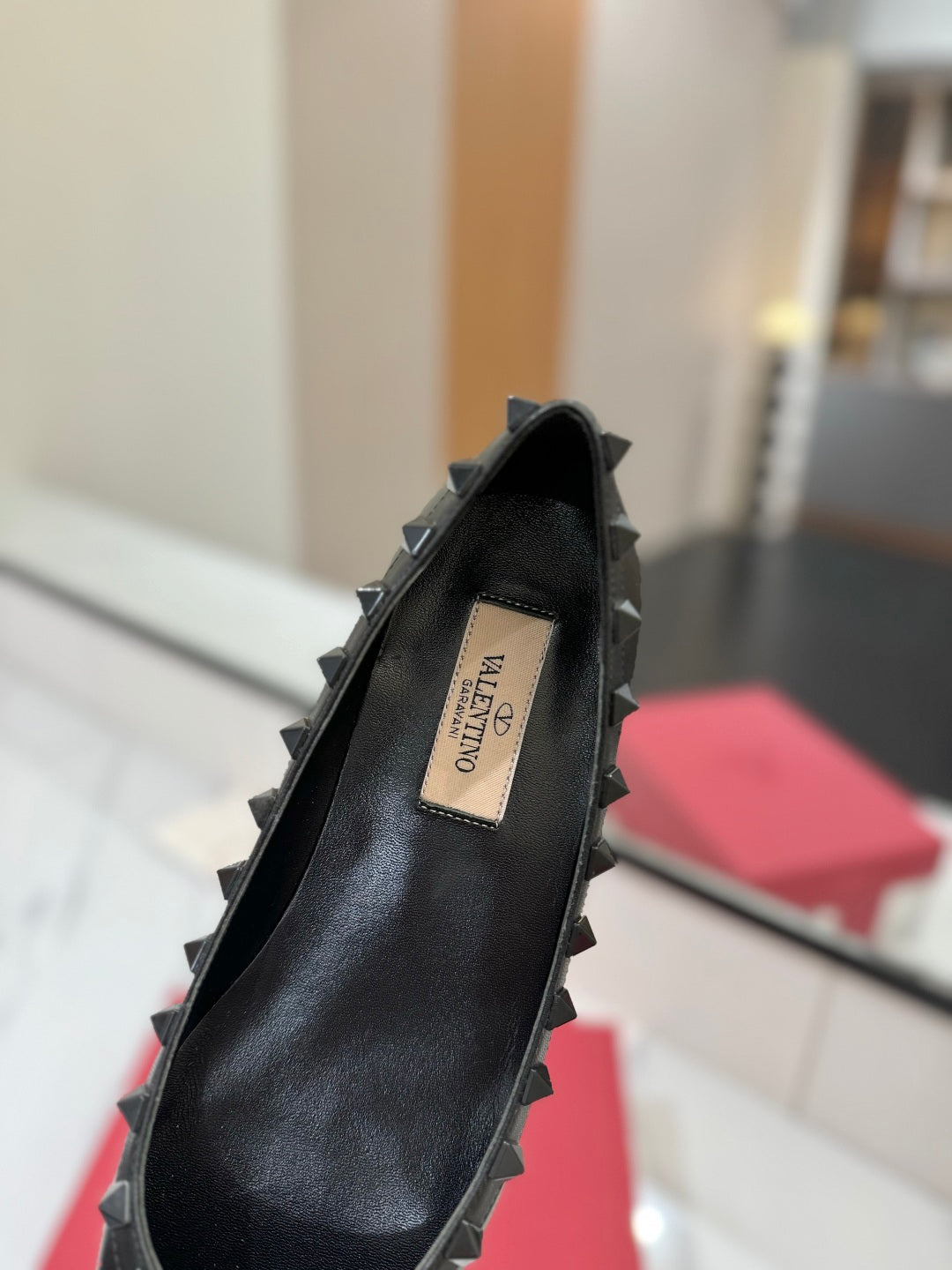 VT Rockstud Ballet Flat Black Goatskin 351986