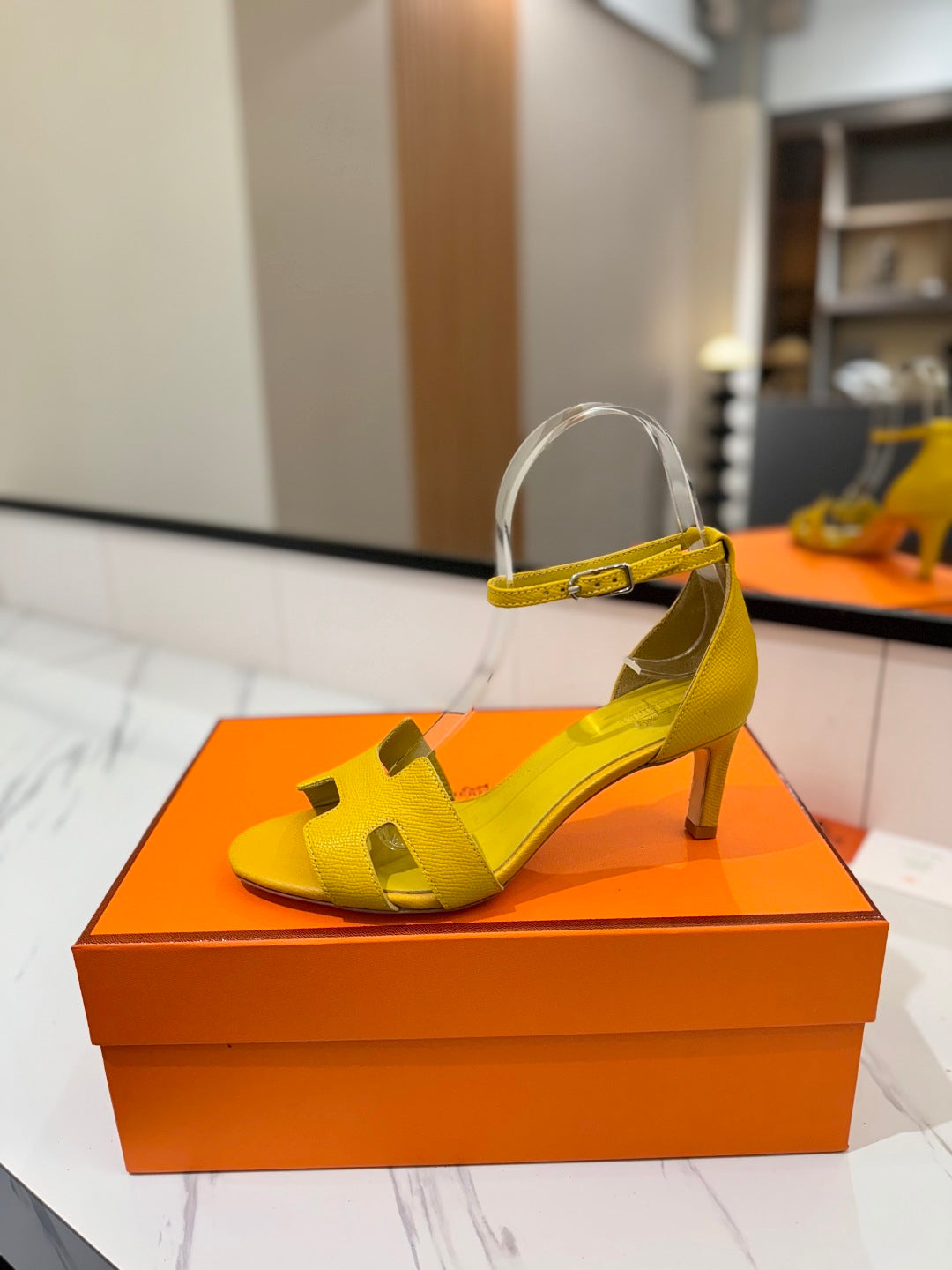 HM Joy 65mm Heeled Sandals Yellow Cowhide 294906
