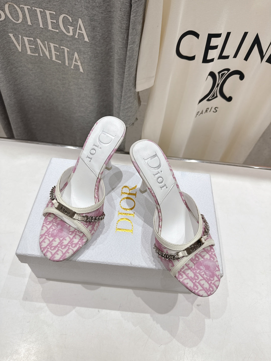 Dior Sandal Pink mix White Canvas Sheepskin 174103