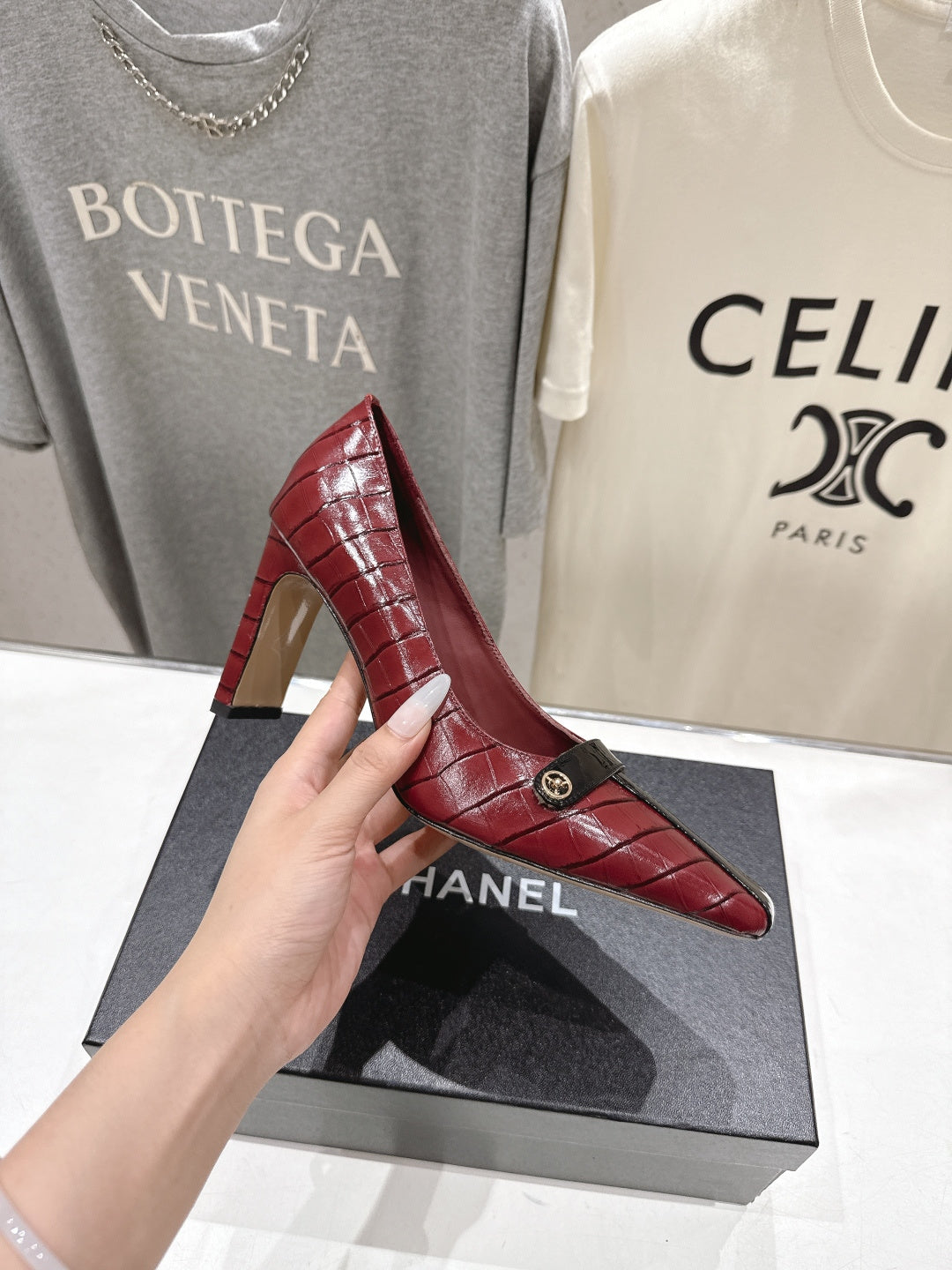 Chanel 2026 Embossed Patent Calfskin 85mm Pumps 896450