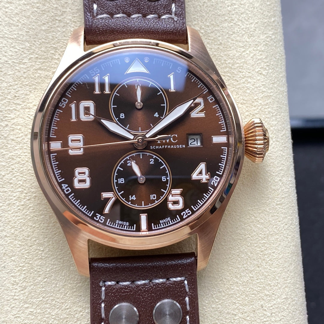 IWC Big Pilot 46mm Brown Dial Pink Gold Case Leather Strap