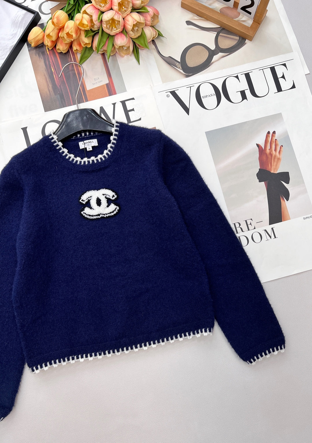 CC 26 Knit Sweater Navy Blue Wool Cashmere 785142
