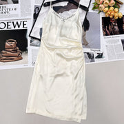 Chanel 2026 Satin Slip Dress White Polyester