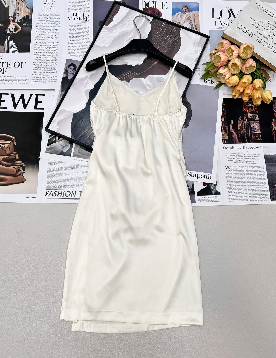 Chanel 2026 Satin Slip Dress White Polyester