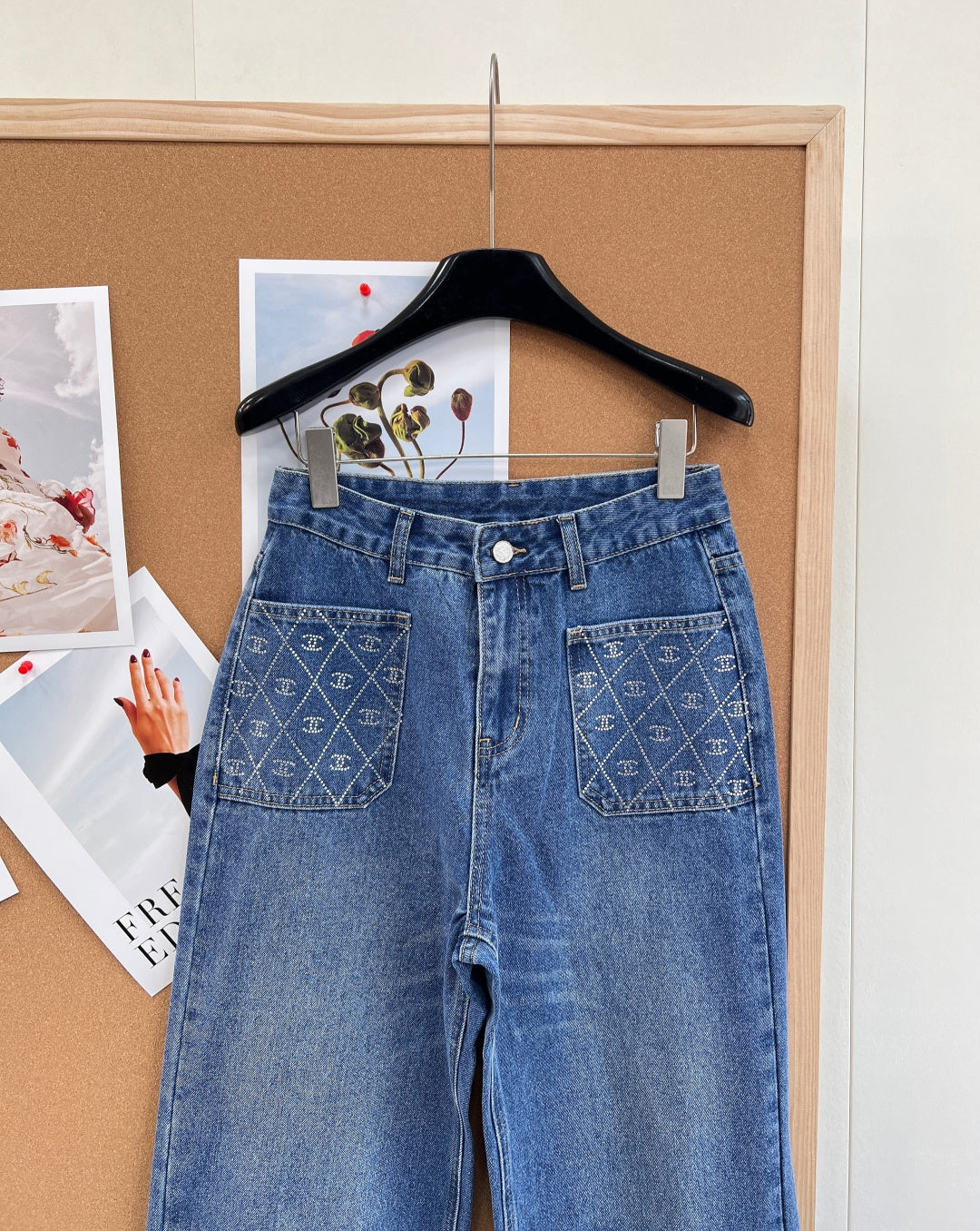 Chanel 2026 Jeans With Rhinestone Pockets Blue Cotton 148279