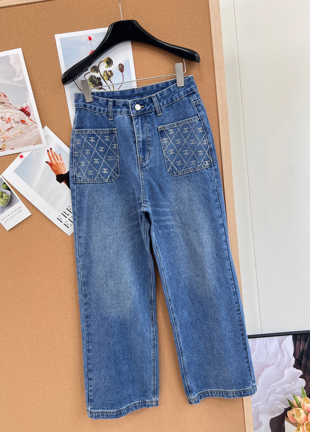 Chanel 2026 Jeans With Rhinestone Pockets Blue Cotton 148279