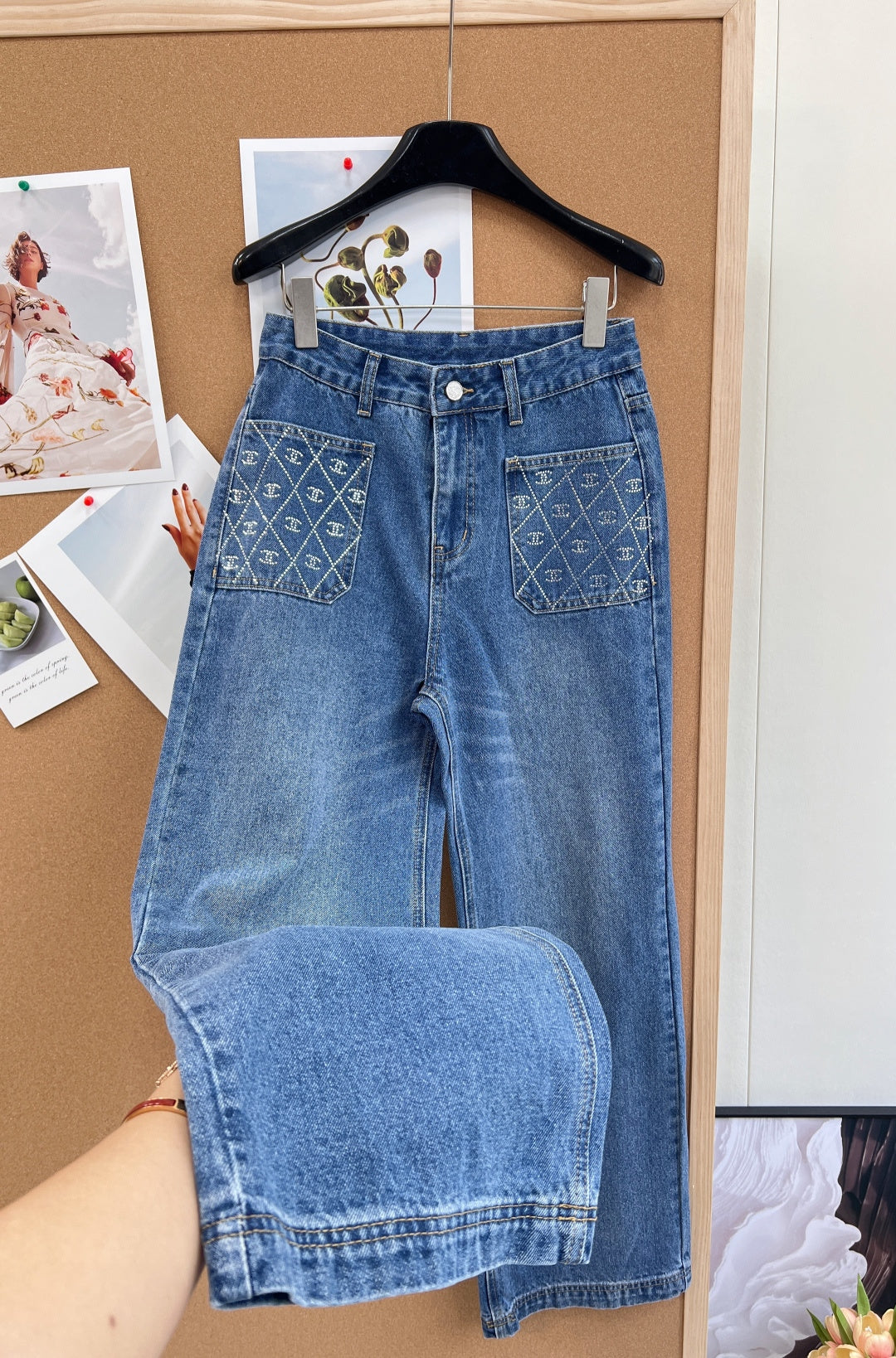 Chanel 2026 Jeans With Rhinestone Pockets Blue Cotton 148279