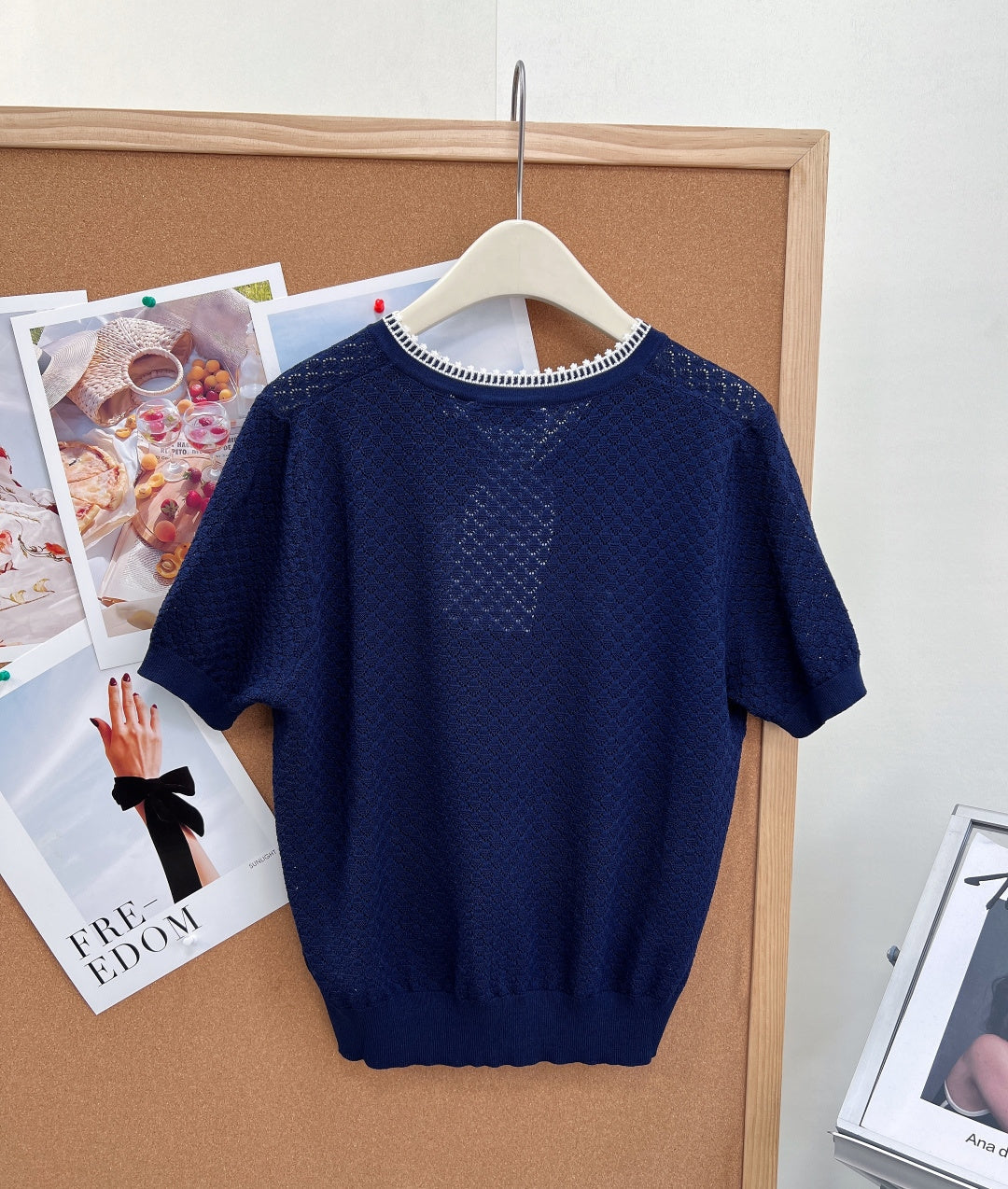 Dior 2026 Color-Blocked Knit Short-Sleeve Top Wool 463380