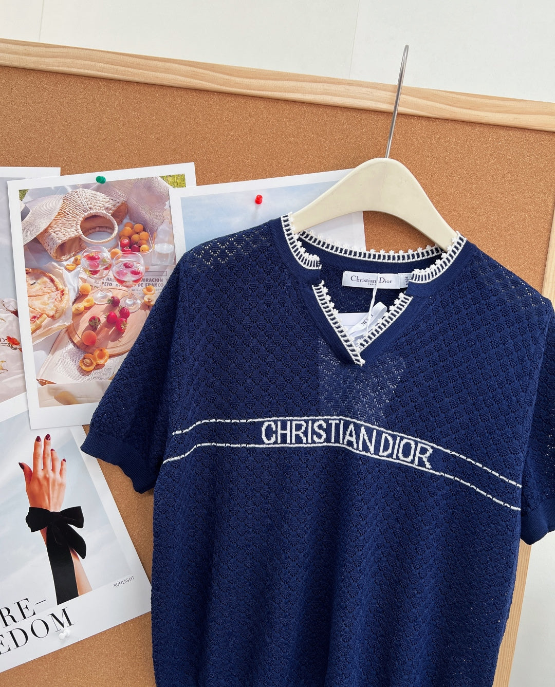 Dior 2026 Color-Blocked Knit Short-Sleeve Top Wool 463380