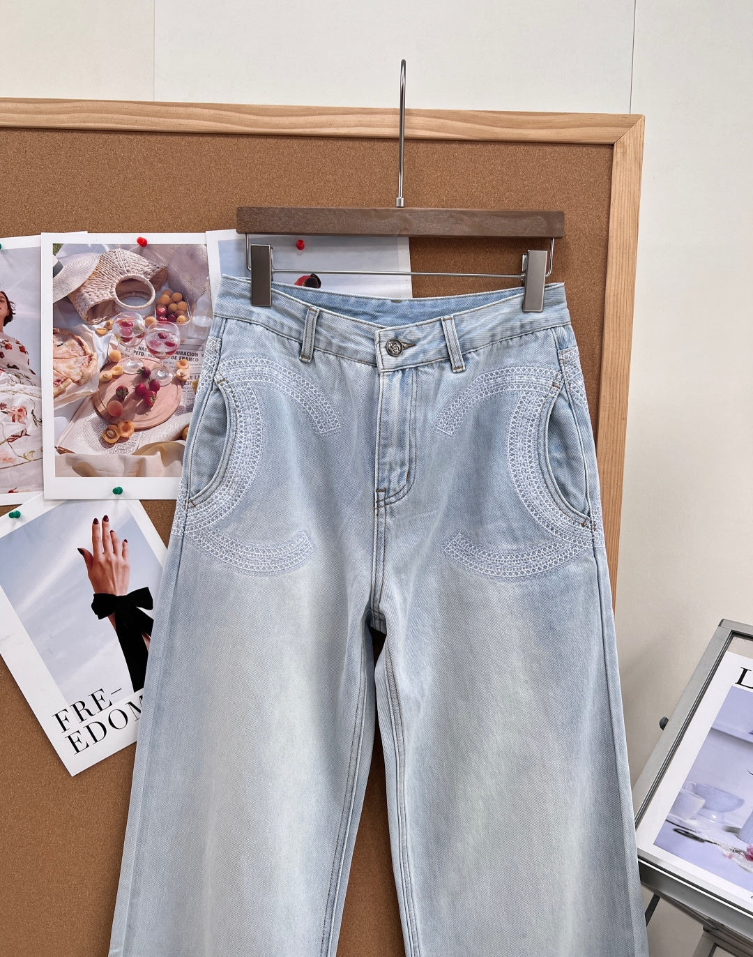 Chanel 2026 Straight-leg Pants Light Blue Denim Cotton 714455