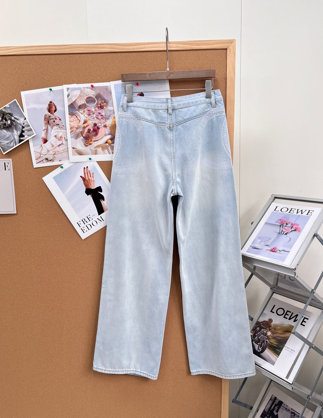 Chanel 2026 Straight-leg Pants Light Blue Denim Cotton 714455