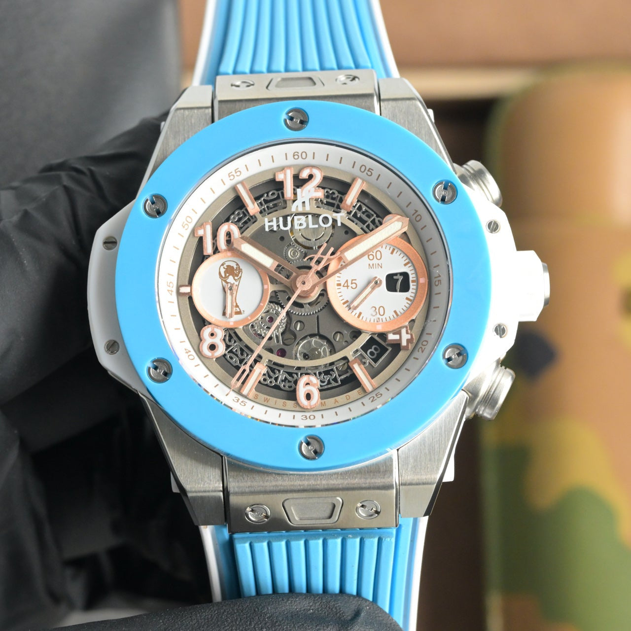 Hublot Big Bang Unico 45mm Blue Benzel Titanium Case Blue Rubber Strap