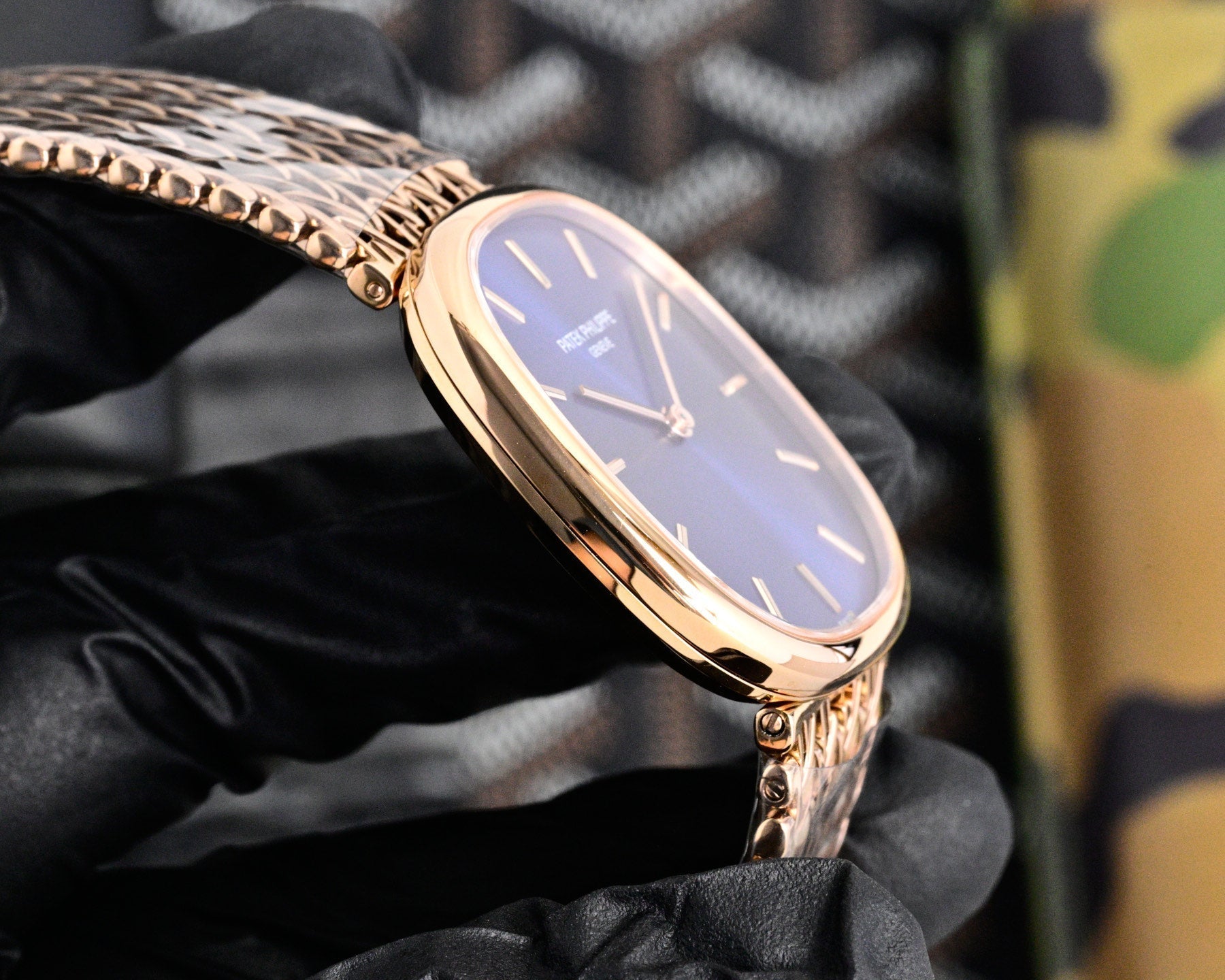 Patek Philippe Golden Ellipse 27mm Blue Dial Rose Gold Strap
