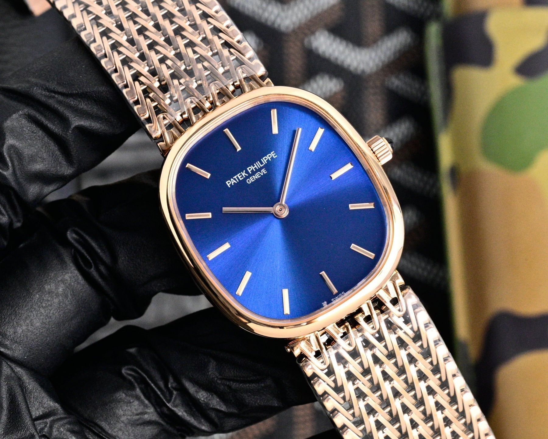 Patek Philippe Golden Ellipse 27mm Blue Dial Rose Gold Strap
