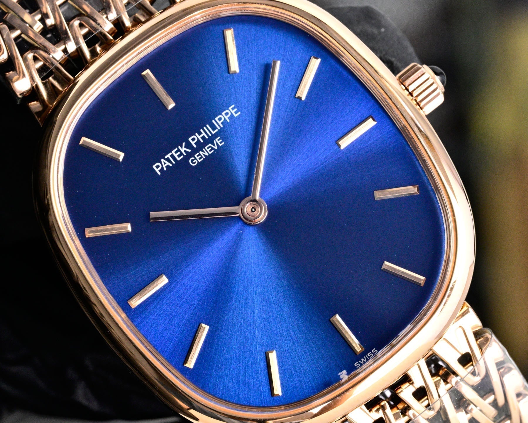 Patek Philippe Golden Ellipse 27mm Blue Dial Rose Gold Strap
