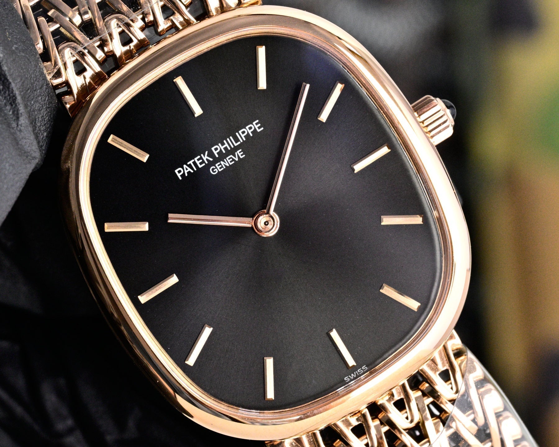 Patek Philippe Golden Ellipse 27mm Navy Blue Dial Rose Gold Strap