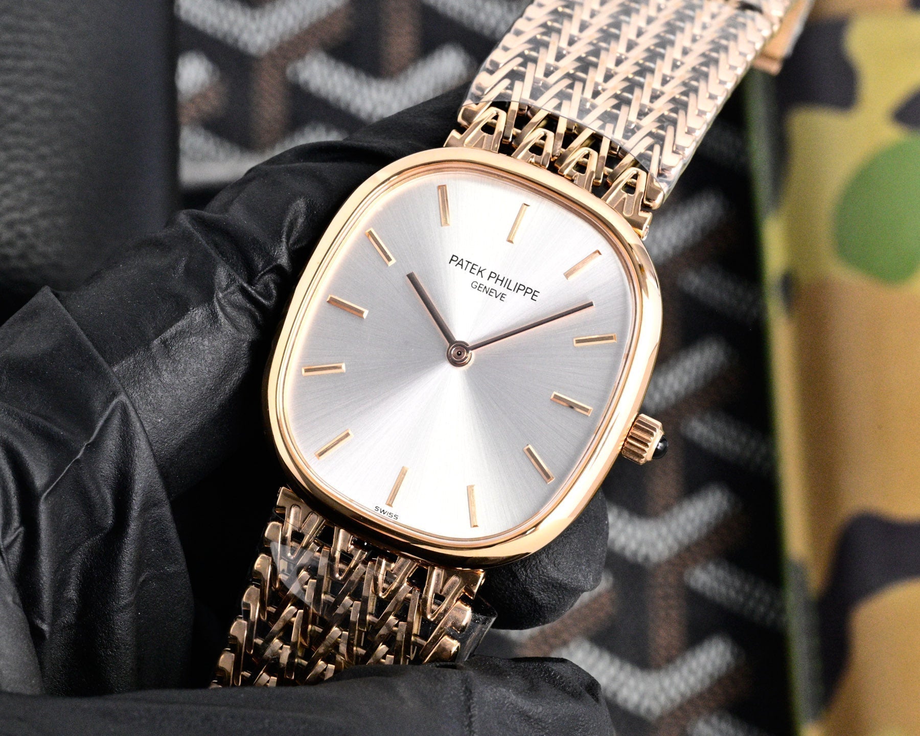 Patek Philippe Golden Ellipse 27mm Silver Dial Rose Gold Strap