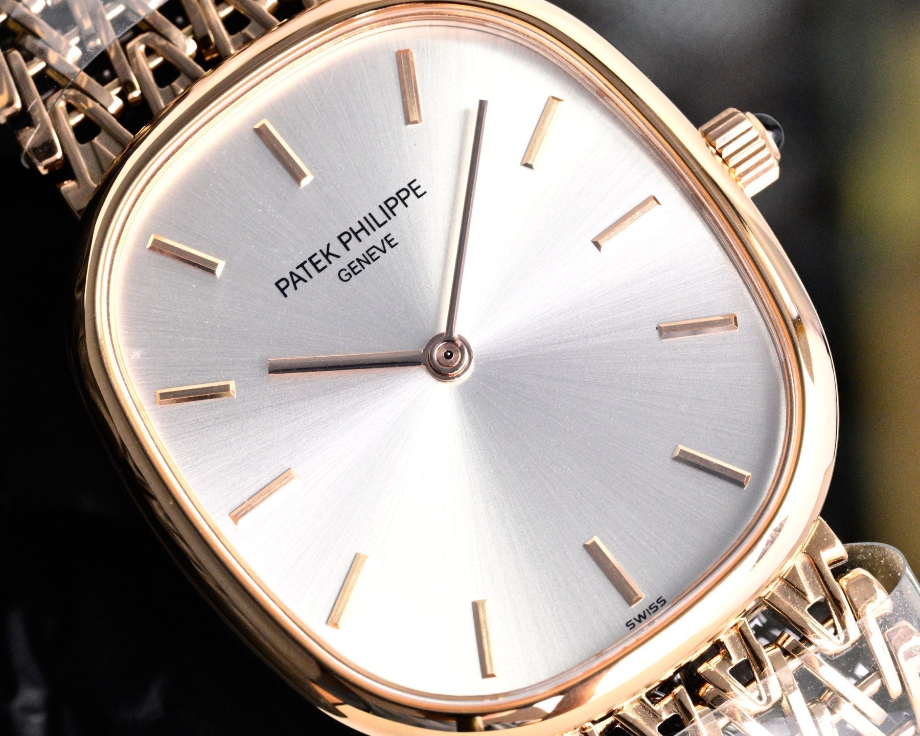 Patek Philippe Golden Ellipse 27mm Silver Dial Rose Gold Strap