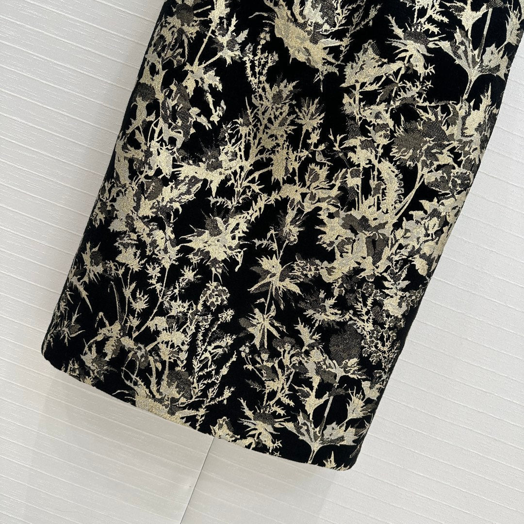 CD 25 Print Shirt Black Gold Jacquard fabric
