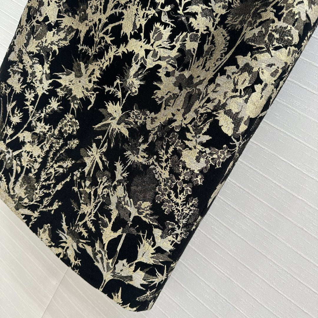 CD 25 Print Shirt Black Gold Jacquard fabric