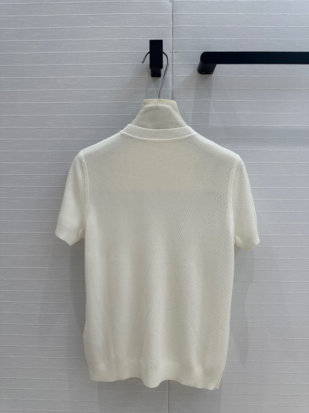 Hm 25  Hollow Knit Short-Sleeve Top White Tencel Cotton