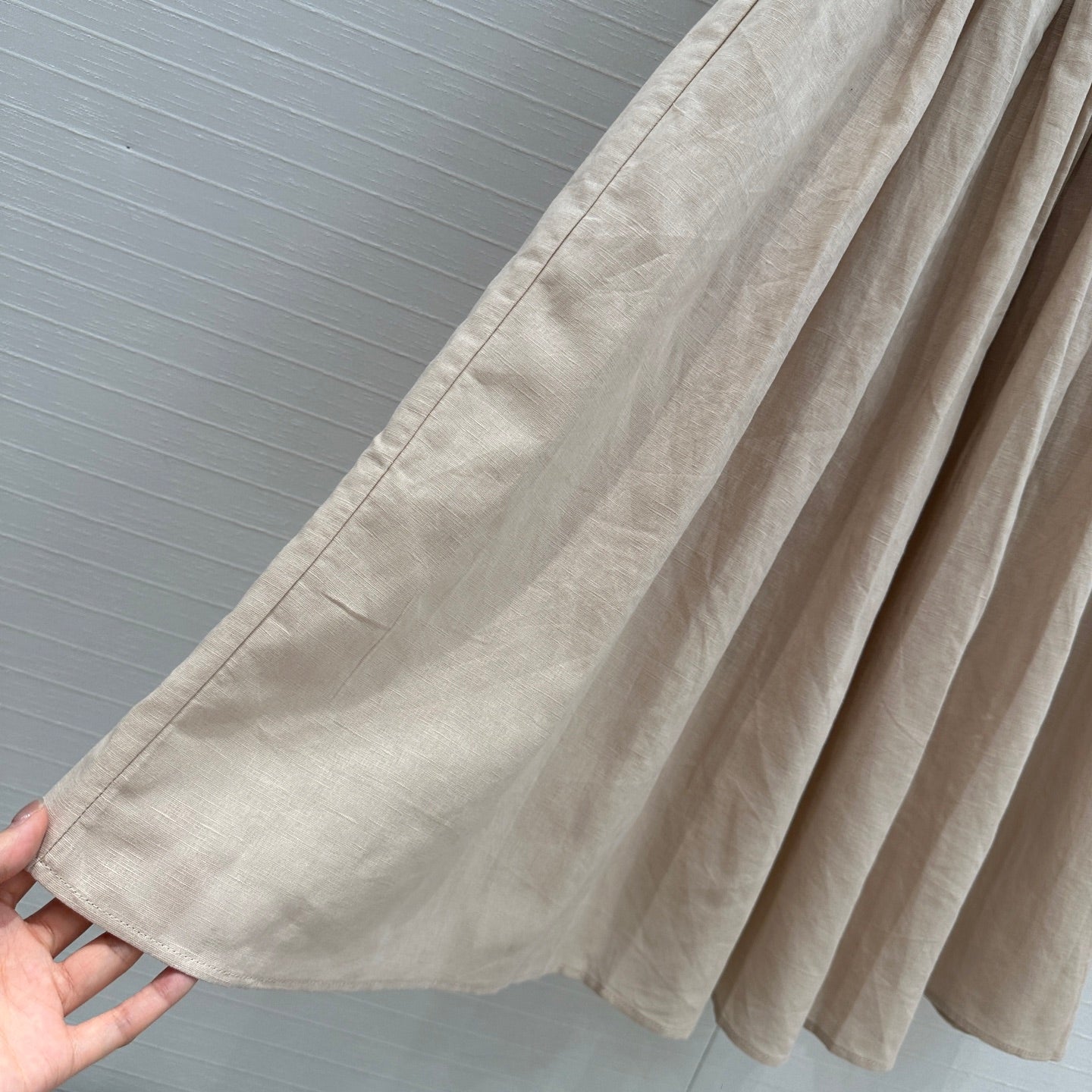 CD Pleated Long Skirt Beige Linen