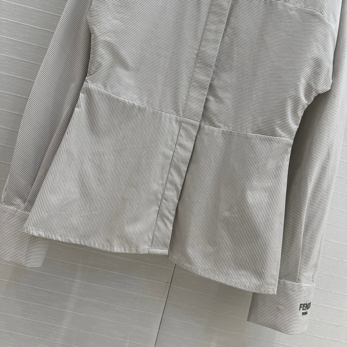Fendi 25 Patchwork Waist Shirt Light Gray Cotton