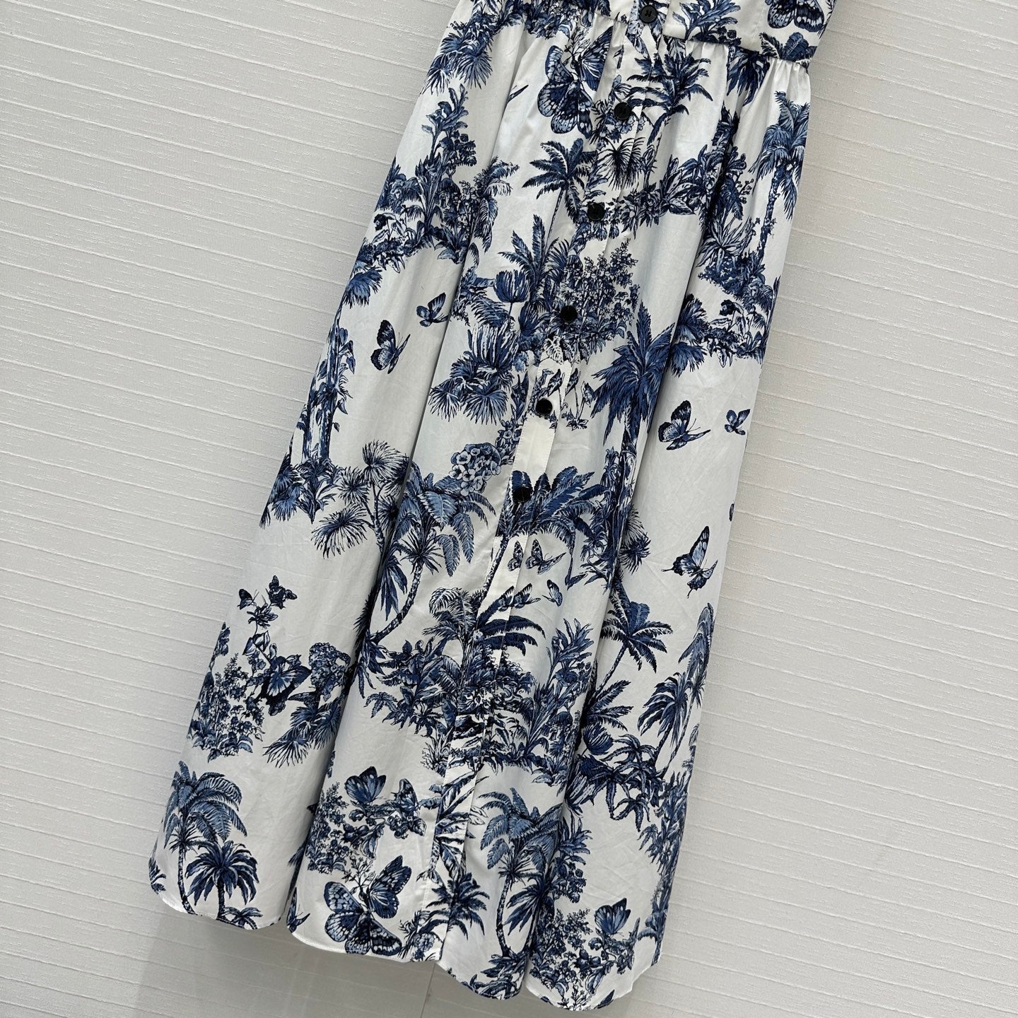 CD 25 Butterfly Coconut Print Tube Dress White Blue Cotton