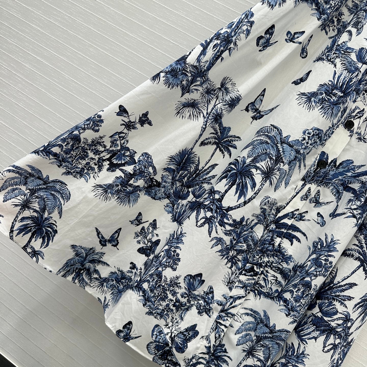 CD 25 Butterfly Coconut Print Tube Dress White Blue Cotton