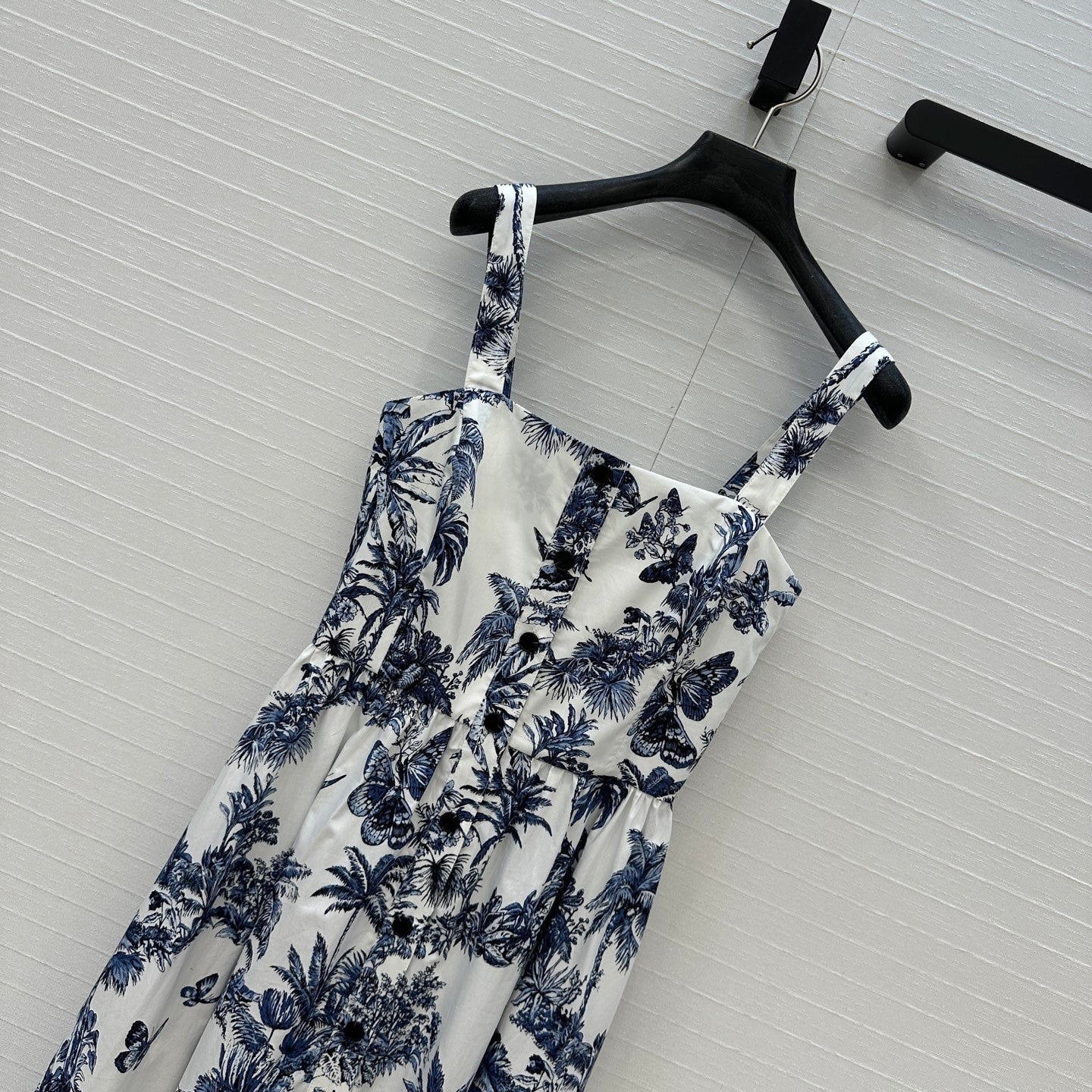 CD 25 Butterfly Coconut Print Tube Dress White Blue Cotton