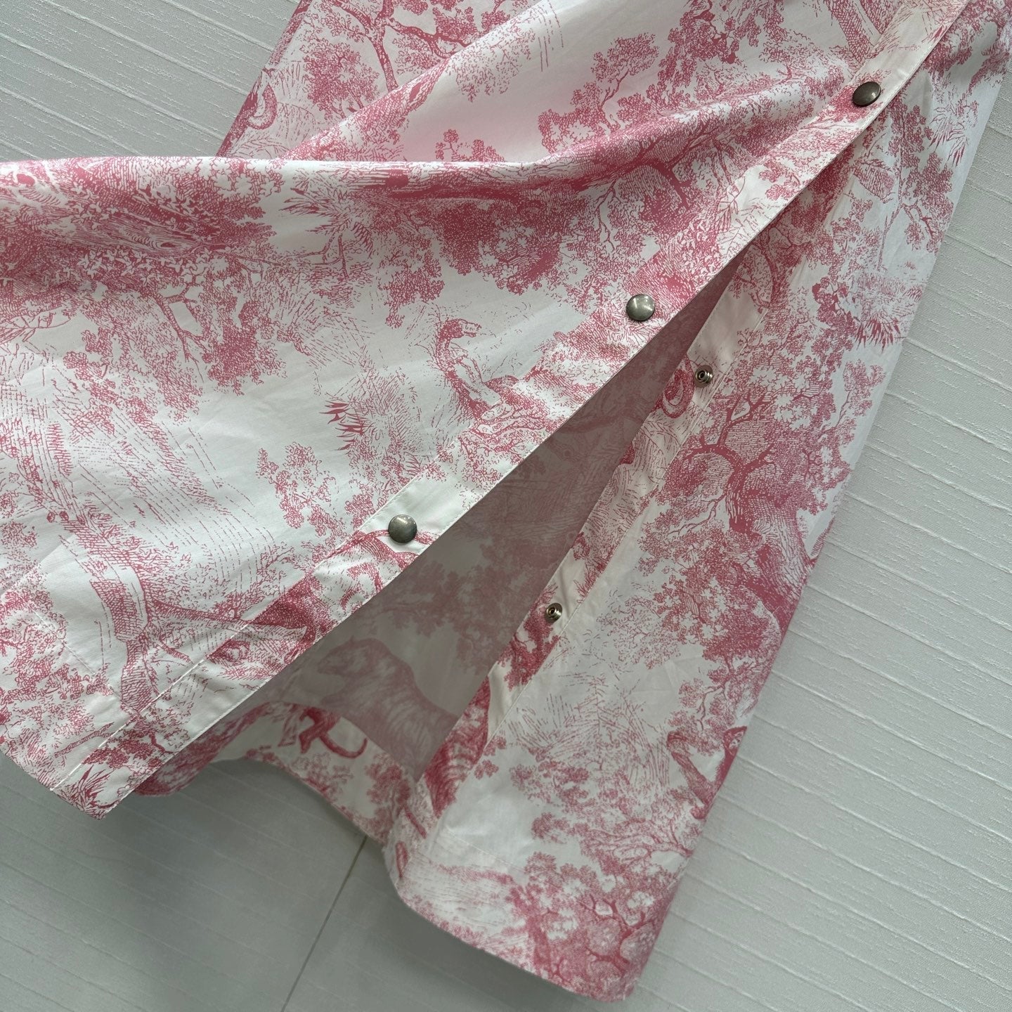 CD 25 Sauvage Jouy Button-down Dress Pink White Cotton