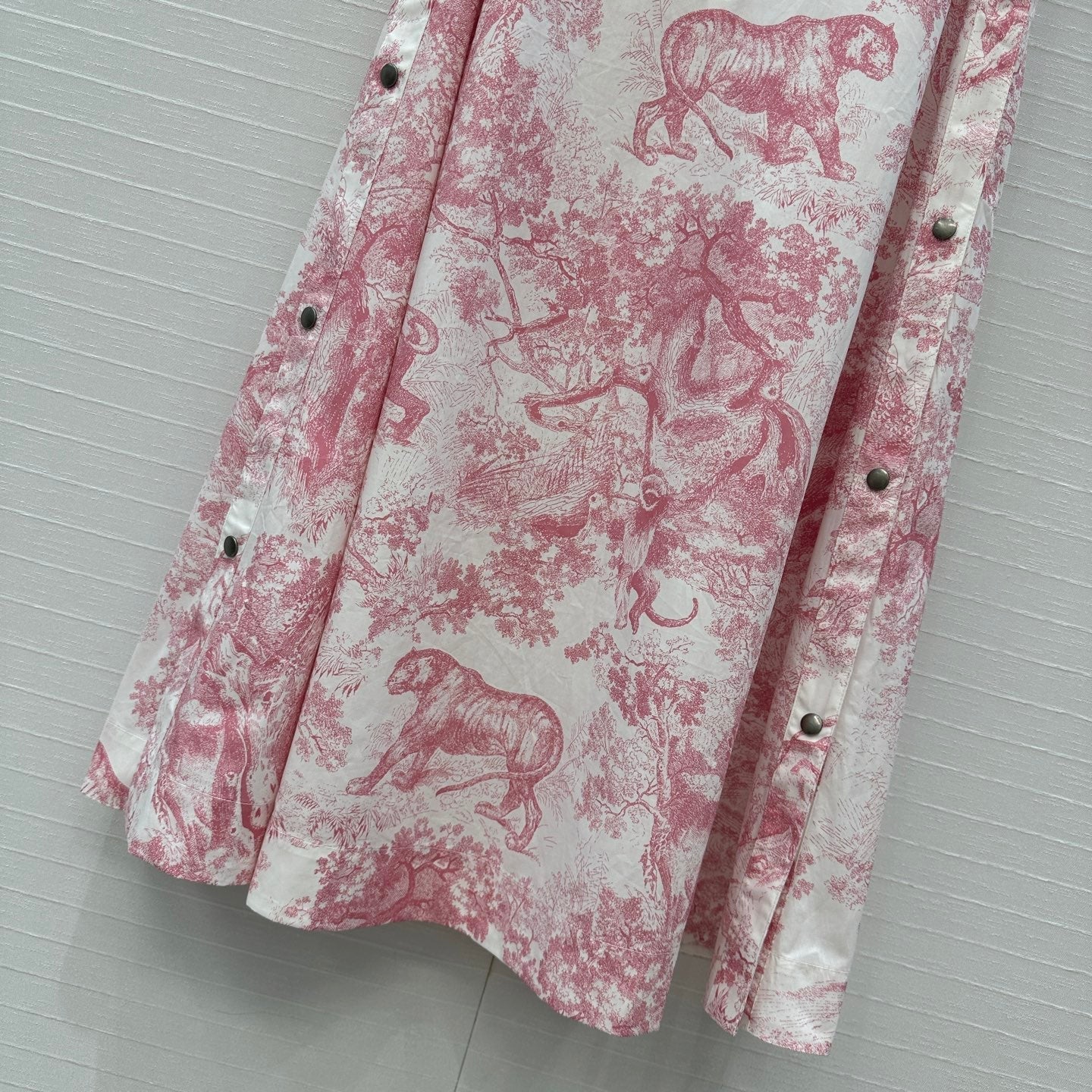 CD 25 Sauvage Jouy Button-down Dress Pink White Cotton