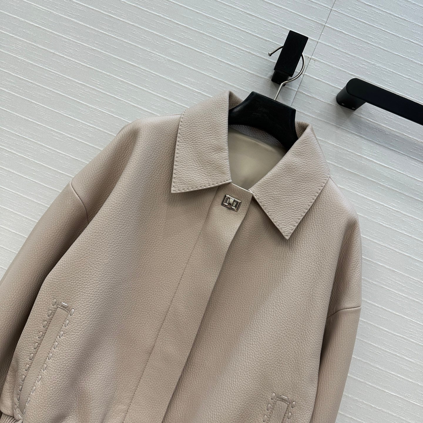 Fendi 25 Leather Jacket Light Camel 0022