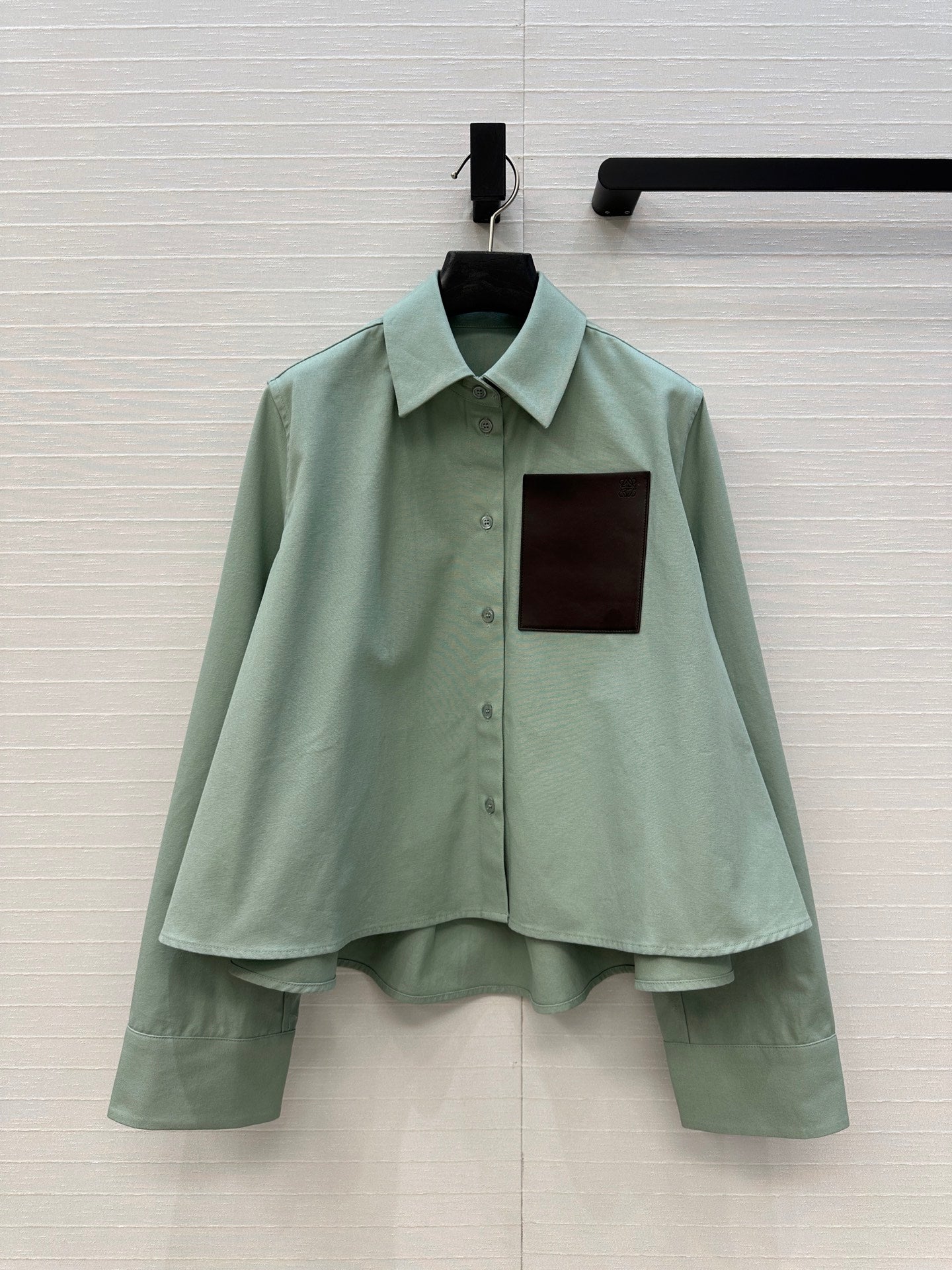Loewe  A-line Denim Shirt Jacket Green Cotton
