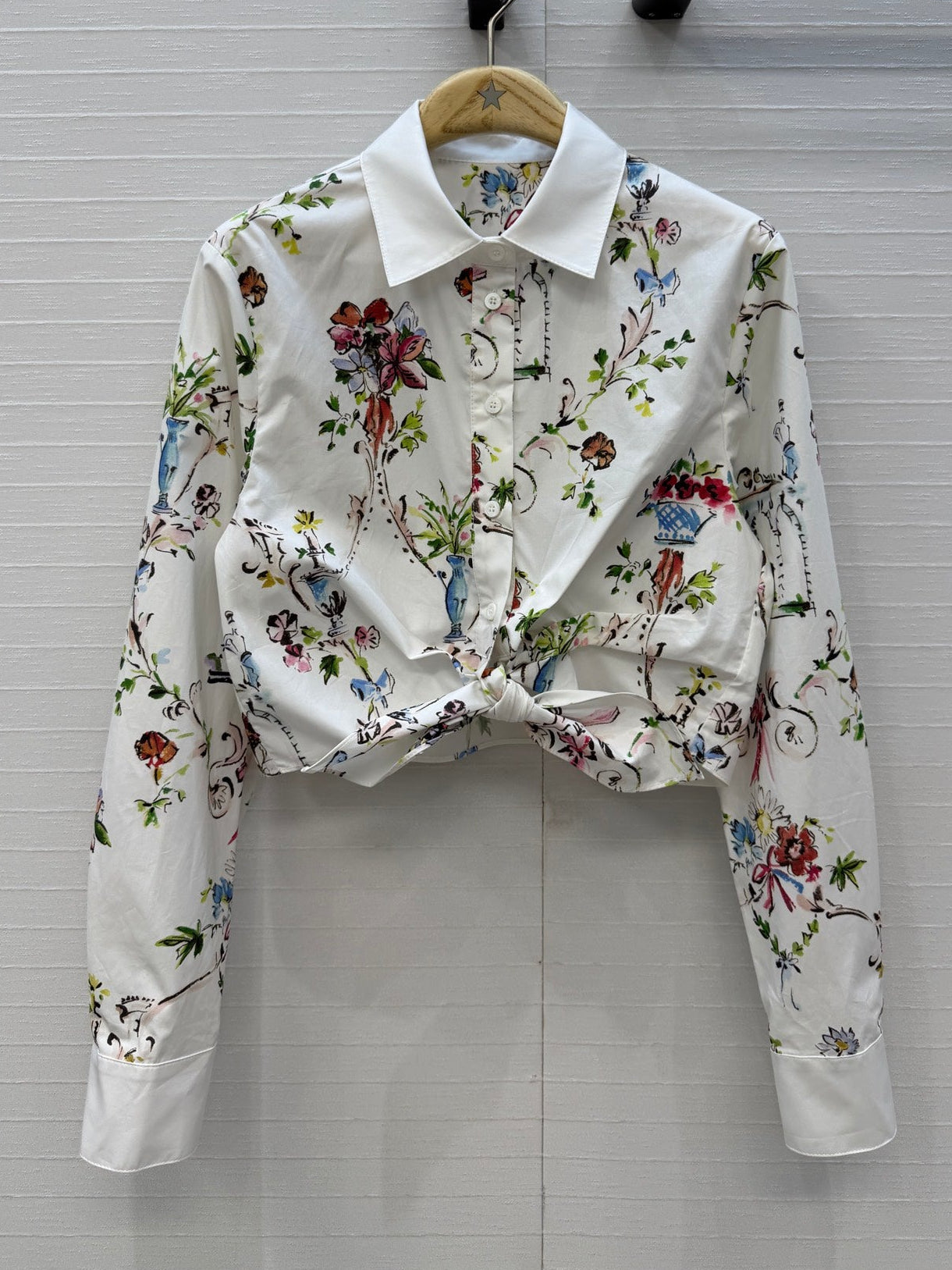 Dior 2026 Floral Print Shirt White Cotton 401995