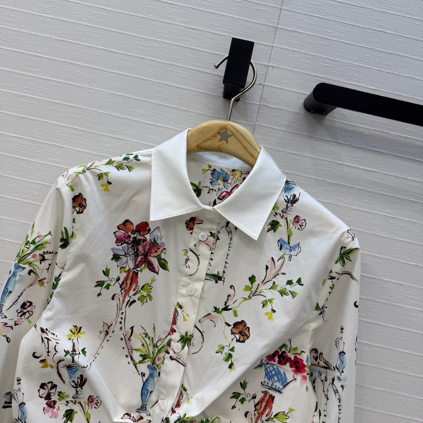 Dior 2026 Floral Print Shirt White Cotton 401995