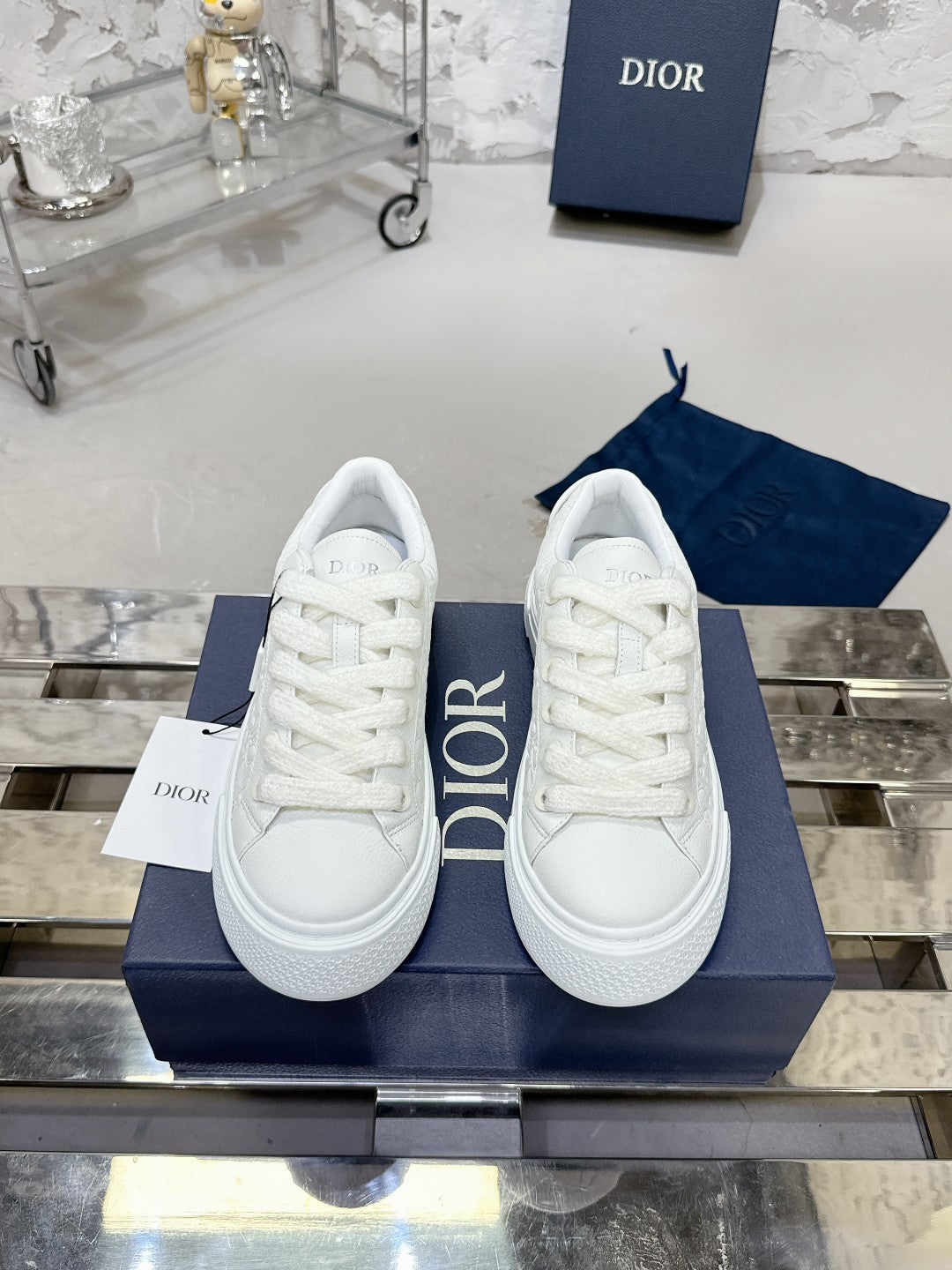 CD B33 Sneaker 30mm In White Monogram Calfskin 100554
