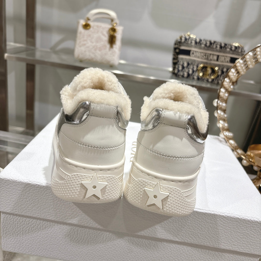 CD Dior Star Platform Sneaker In Glossy Silver Cowhide 996418