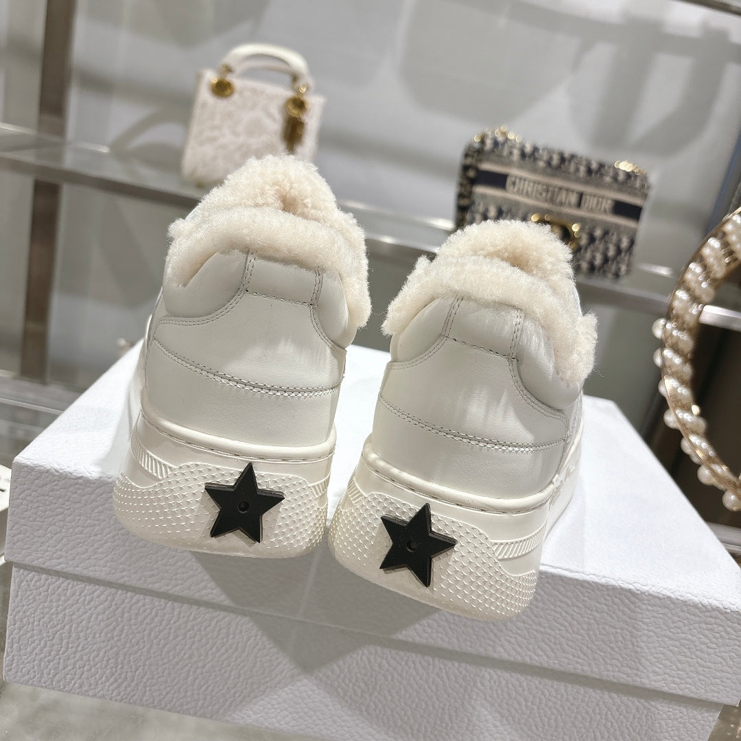 CD Dior Star Platform Sneaker In White Cowhide 996424