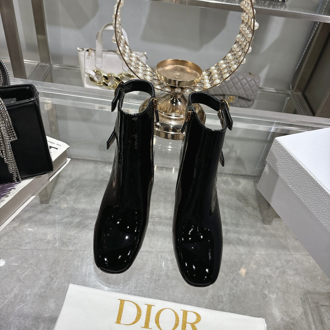 D-Idole Heeled Ankle Boot In Black Glossy Lambskin 996440
