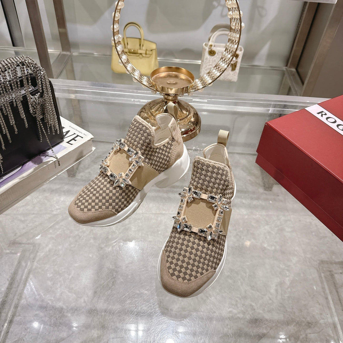 Viv Diamond Sneaker Brown Custom Woven 262956