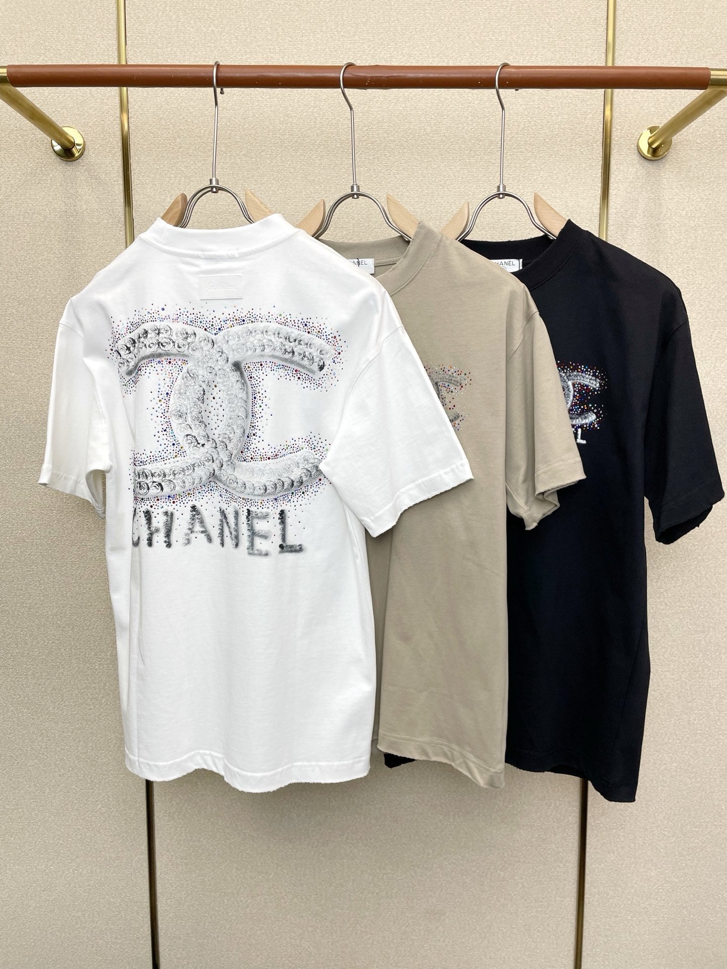 CC 2026 Short Sleeve T-Shirt Rhinestone Cotton 150799
