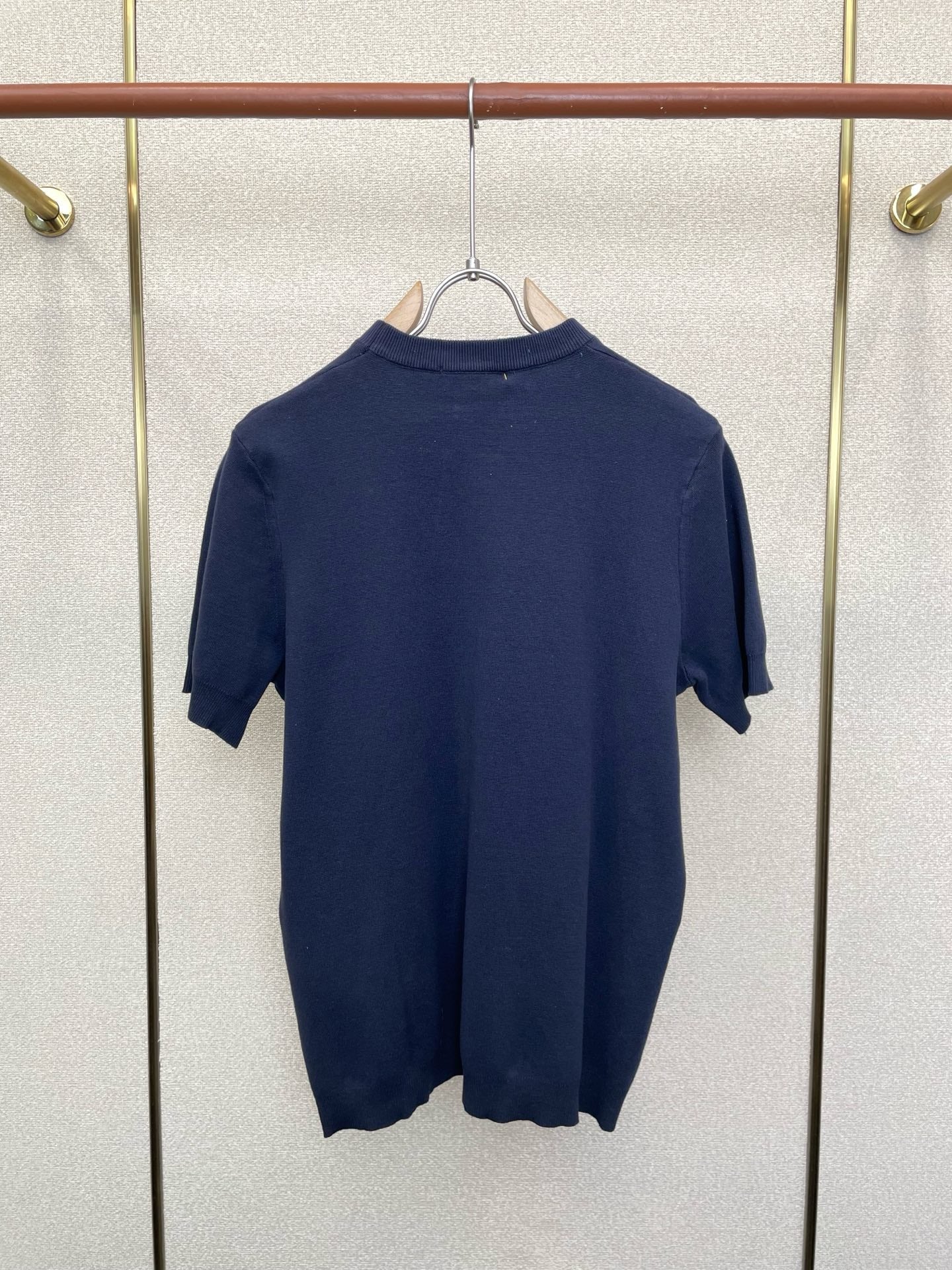 GC 2026 Men's  Shirt Navy Blue Embroidered Silk Cotton 698847