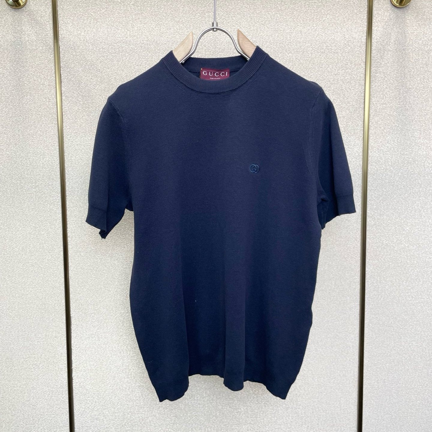 GC 2026 Men's  Shirt Navy Blue Embroidered Silk Cotton 698847