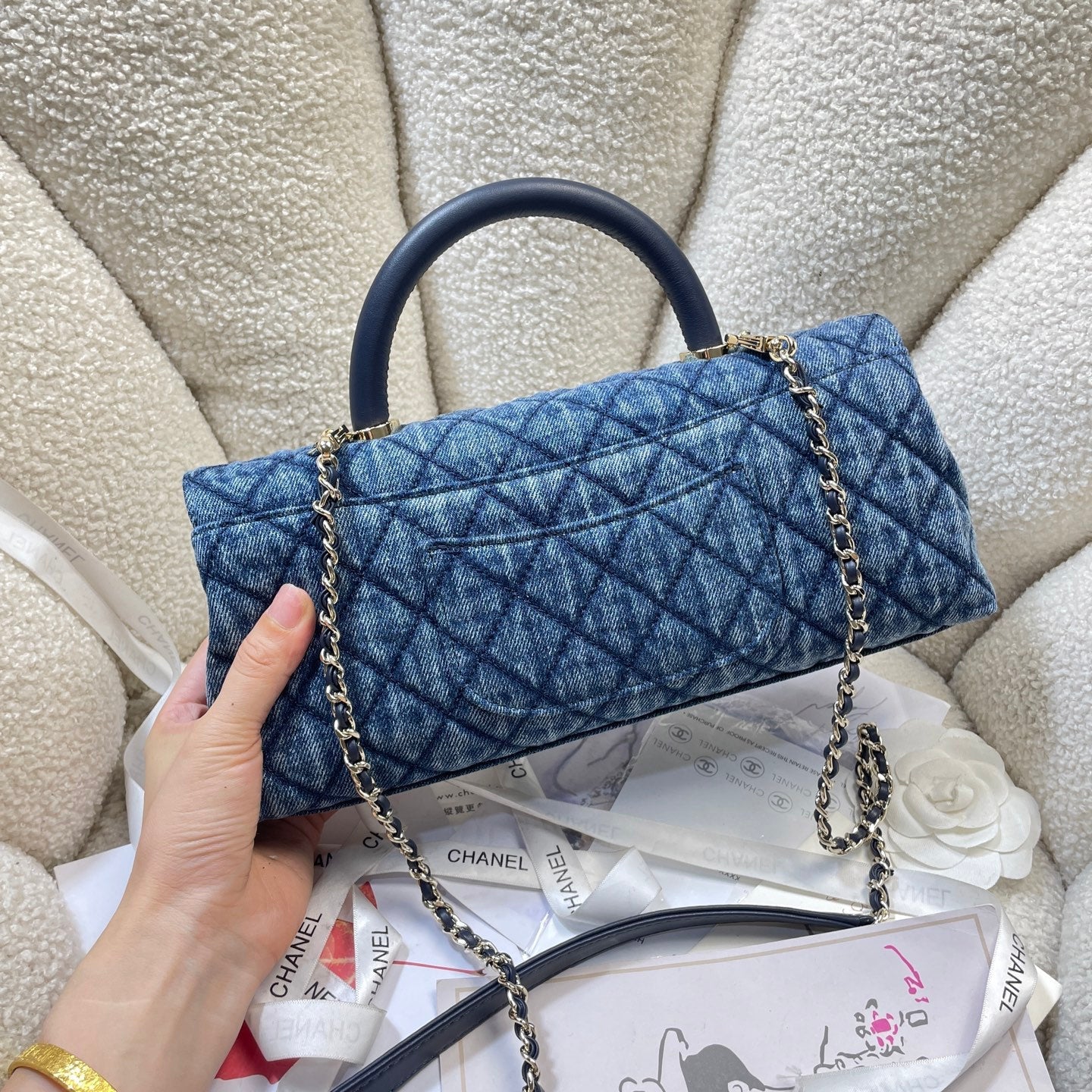 Chanel 2026 Horizontal Coco Handle 30cm Demin Blue Fabric