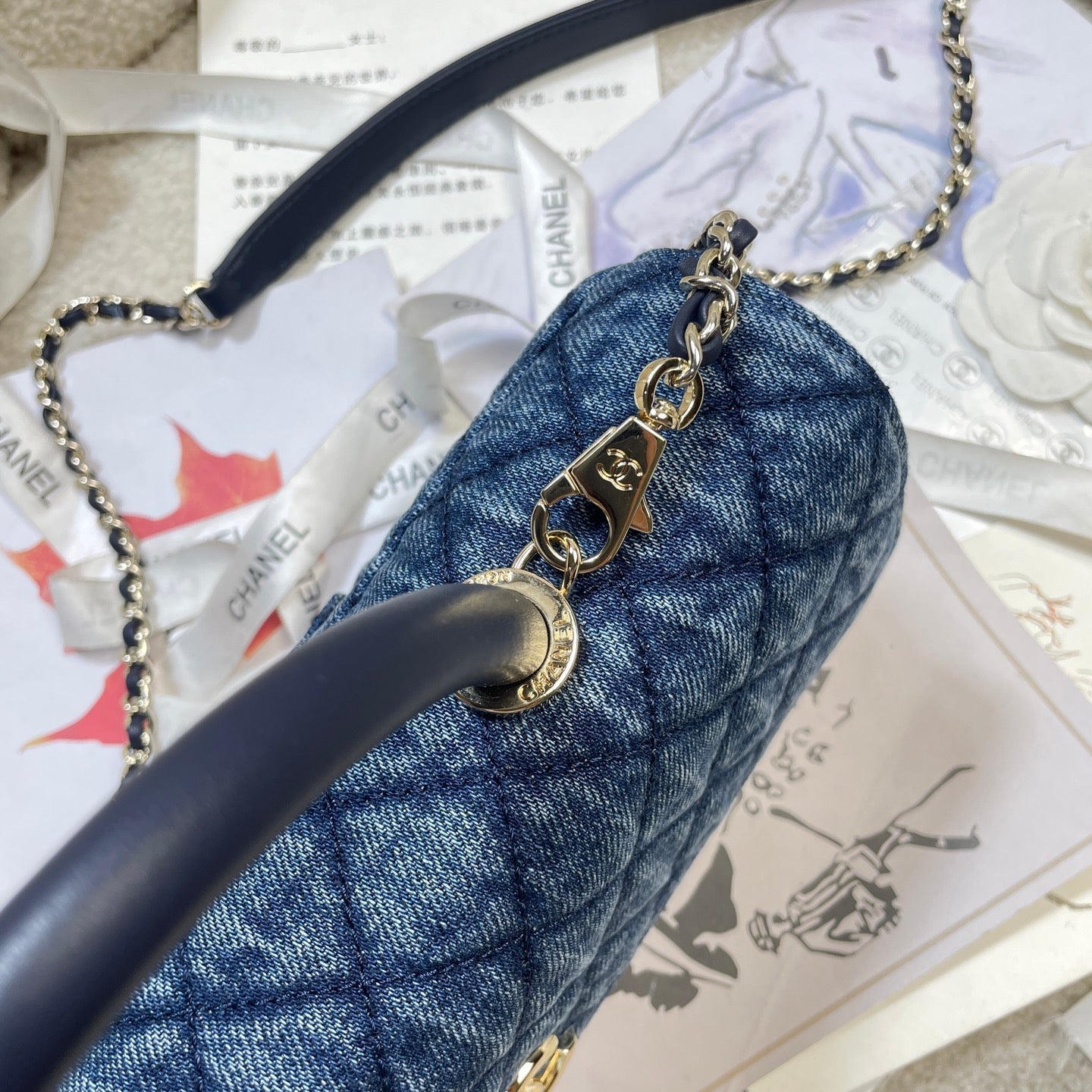 Chanel 2026 Horizontal Coco Handle 30cm Demin Blue Fabric